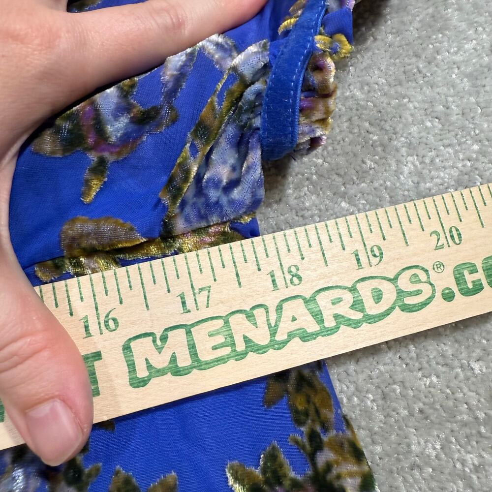 Free People Beautiful Blooms Mini Dress Sz Med Royal Blue Velvet Burnout Floral - Picture 16 of 16